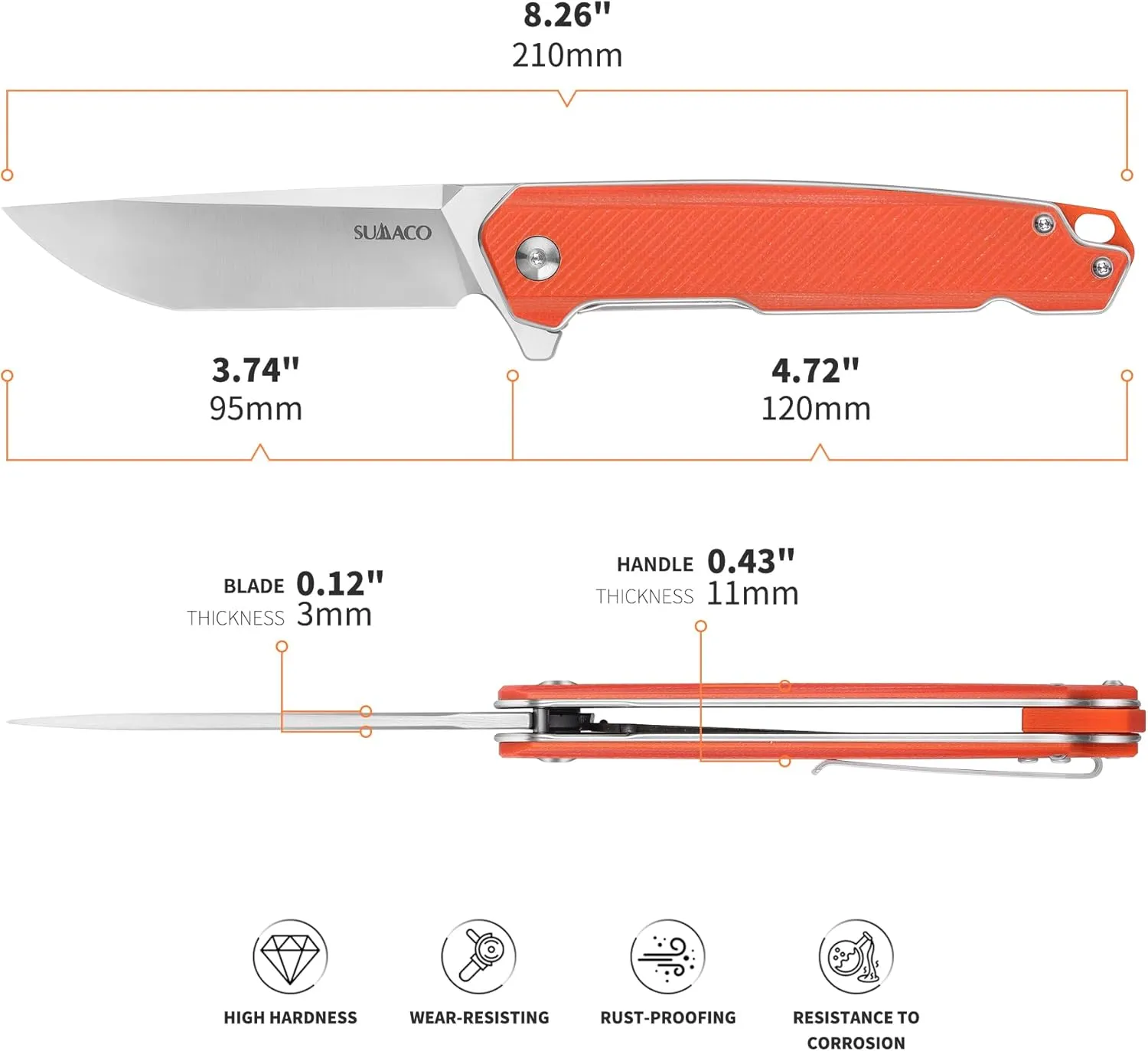Pocket Knife Folding Knife for EDC Natural G10 Handle Satin D2 Steel Blade Foldable Small Knife Carry Knife for Men Women Lightweight for Indoor Outdoor Gift