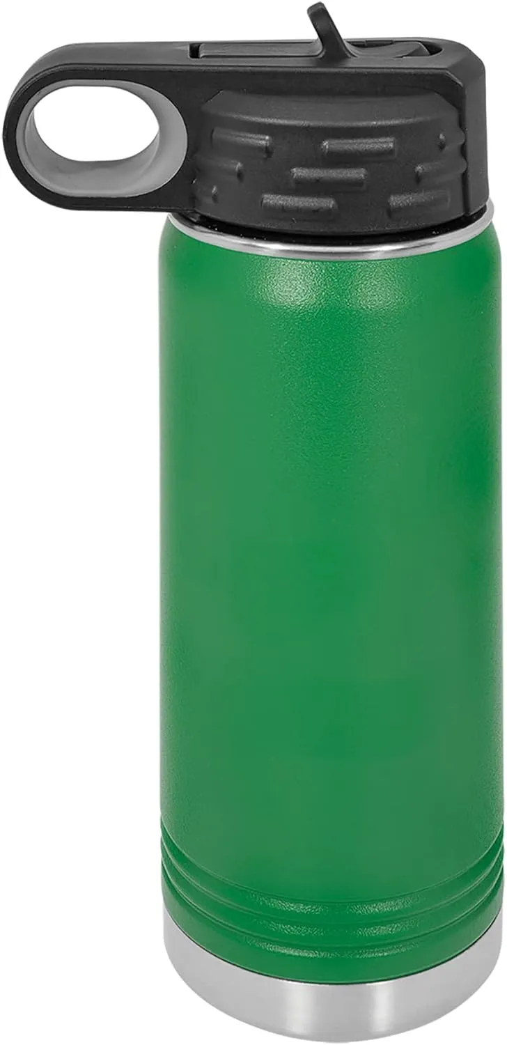 Polar Camel 40 oz Stainless Steel Water Bottle with Flip Top Lid and Straw (Green)
