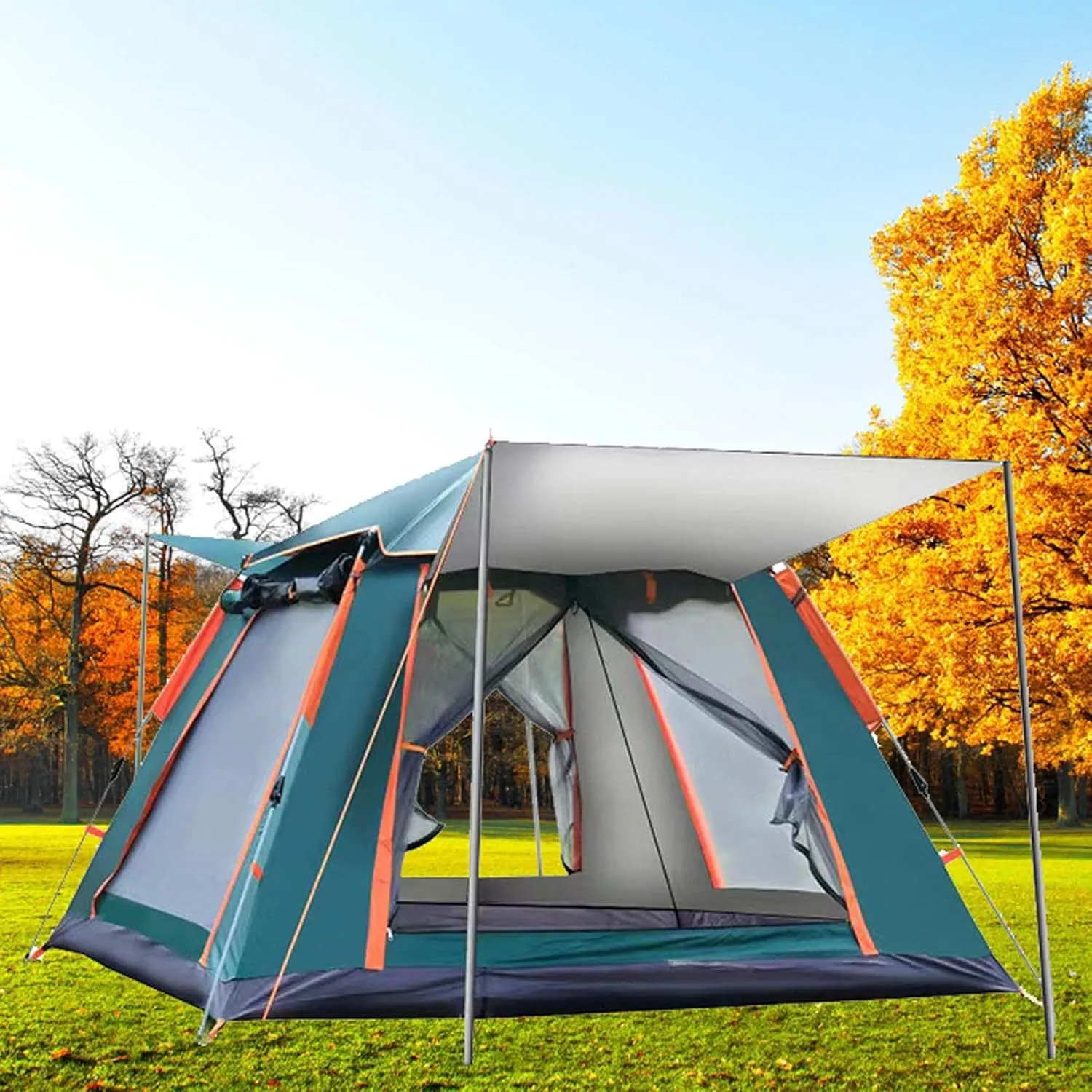 Pop Up Camping Tent 104x104x75 inch, 2/4/6 Person Dome Tent, Waterproof Windproof Easy Setup Tents, Lightweight Outdoor Tent for Backpacking, Easy Set-up Double Layer Tent for 4 Season
