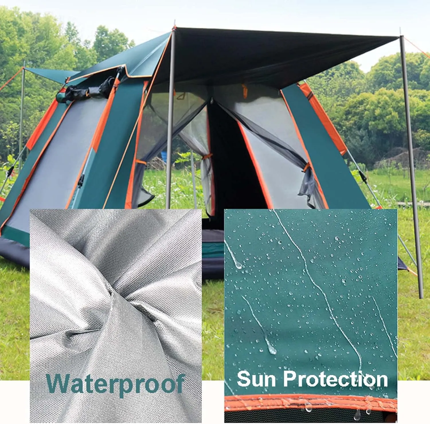 Pop Up Camping Tent 104x104x75 inch, 2/4/6 Person Dome Tent, Waterproof Windproof Easy Setup Tents, Lightweight Outdoor Tent for Backpacking, Easy Set-up Double Layer Tent for 4 Season