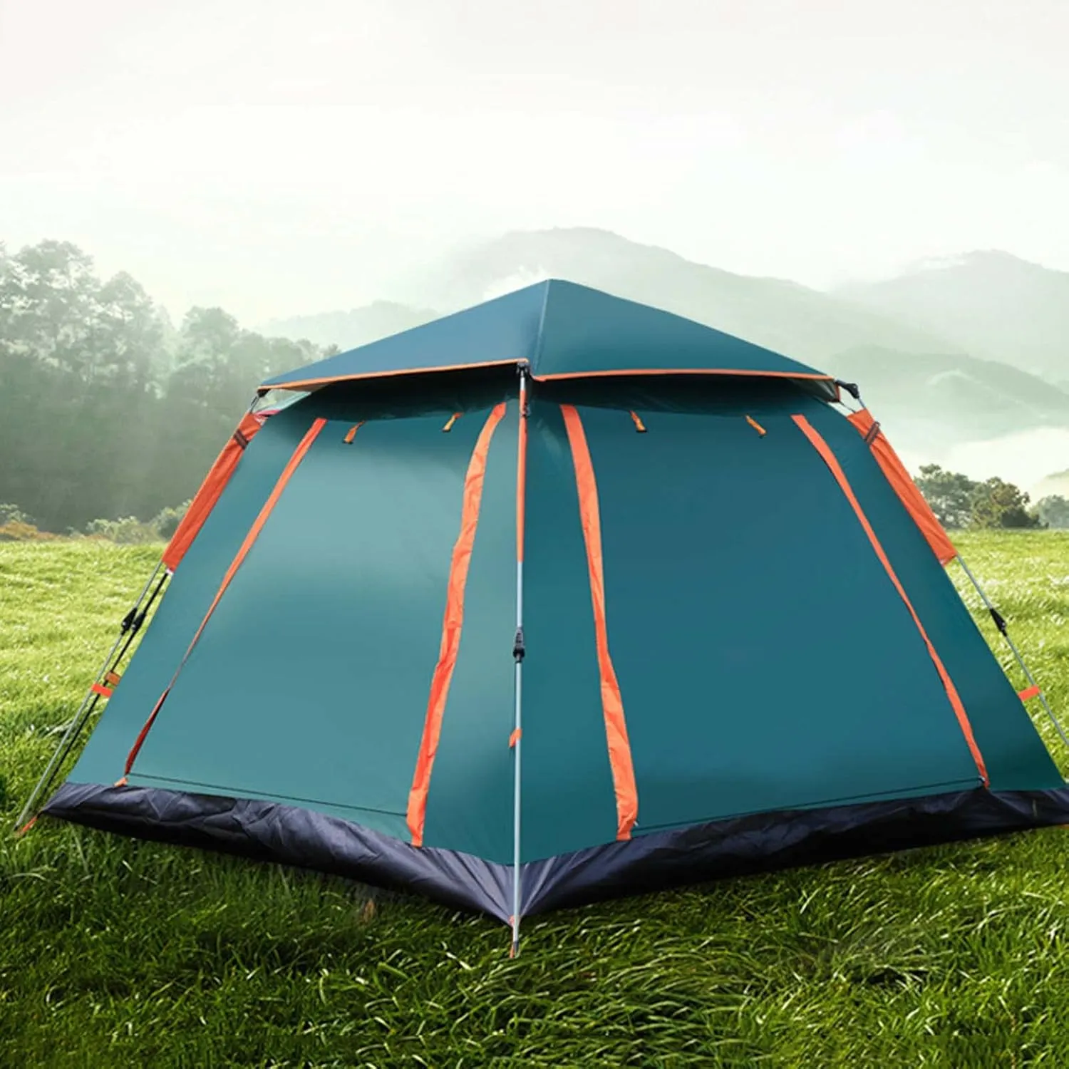 Pop Up Camping Tent 104x104x75 inch, 2/4/6 Person Dome Tent, Waterproof Windproof Easy Setup Tents, Lightweight Outdoor Tent for Backpacking, Easy Set-up Double Layer Tent for 4 Season
