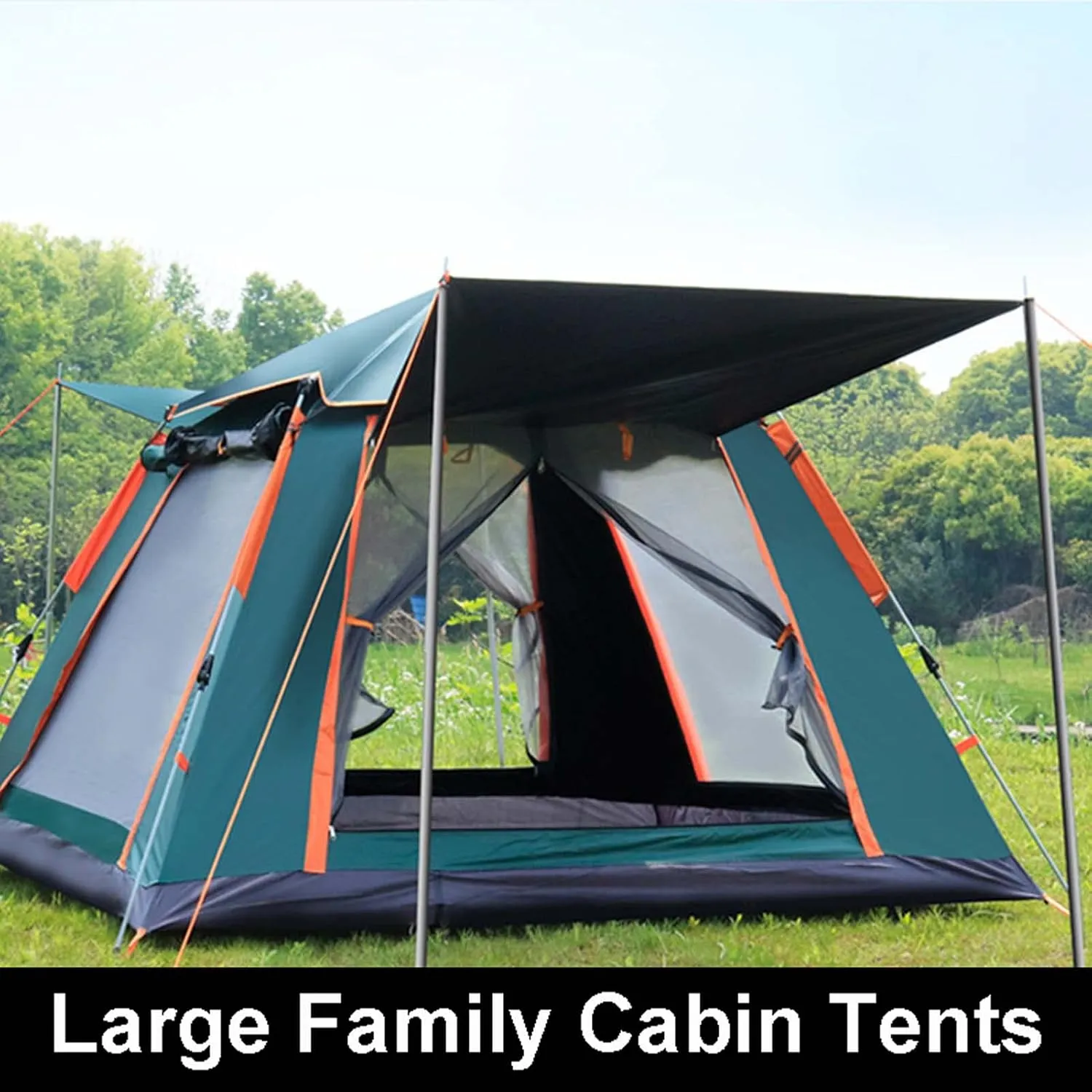 Pop Up Camping Tent 104x104x75 inch, 2/4/6 Person Dome Tent, Waterproof Windproof Easy Setup Tents, Lightweight Outdoor Tent for Backpacking, Easy Set-up Double Layer Tent for 4 Season