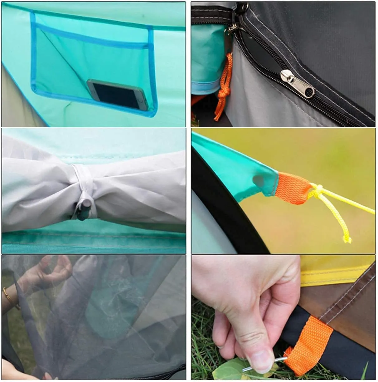 Pop Up Tent - 2 Layer 3-4 Person Pop-Up Tunnel Tent,Camping Tent,Dome Tent with 2 Doors 2 Window