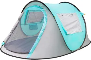 Pop Up Tent - 2 Layer 3-4 Person Pop-Up Tunnel Tent,Camping Tent,Dome Tent with 2 Doors 2 Window