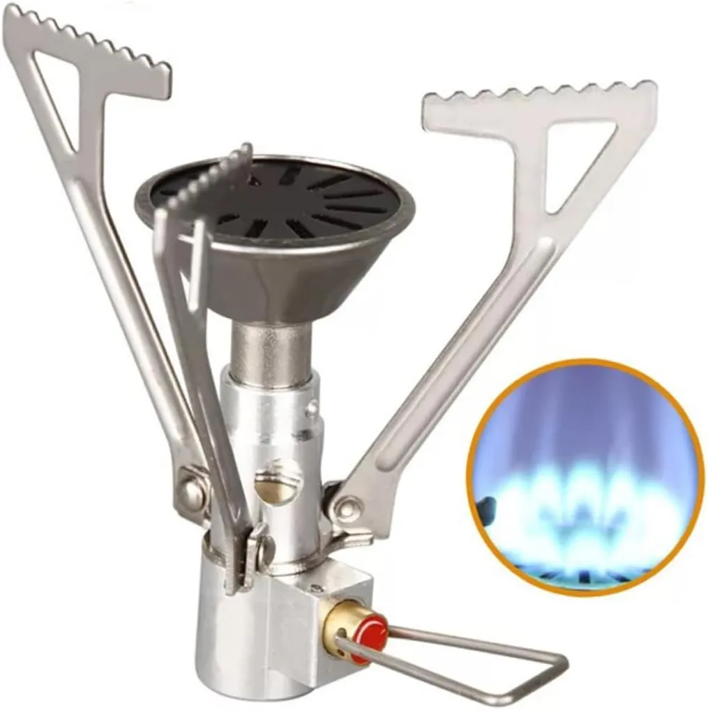 POPETPOP 2pcs Folding Mini Stainless Steel Camping Stove Portable Leak Gas Cooker Enhanced Heat Resistance for Outdoor Cooking and Picnic Use