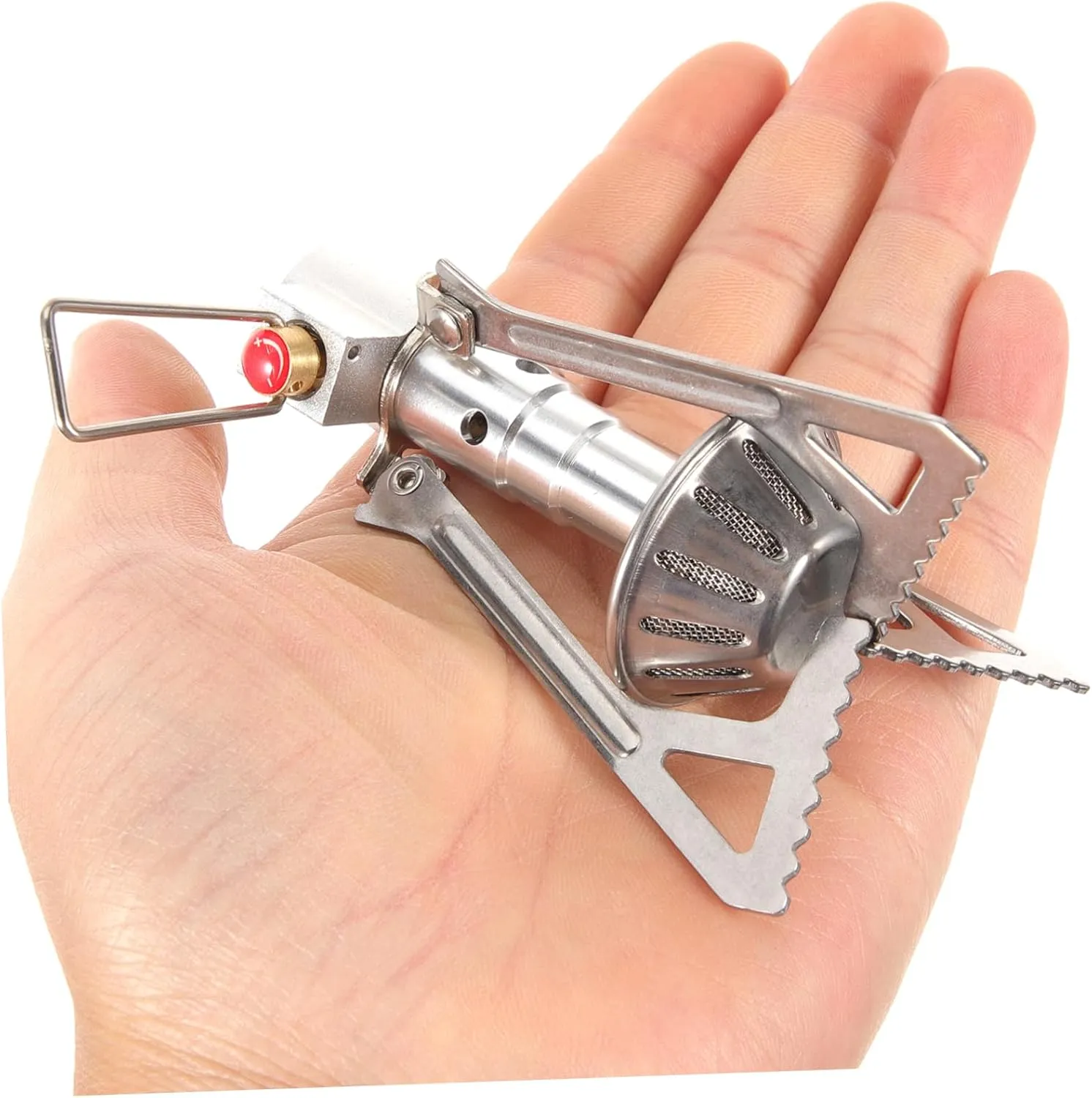 POPETPOP 2pcs Folding Mini Stainless Steel Camping Stove Portable Leak Gas Cooker Enhanced Heat Resistance for Outdoor Cooking and Picnic Use