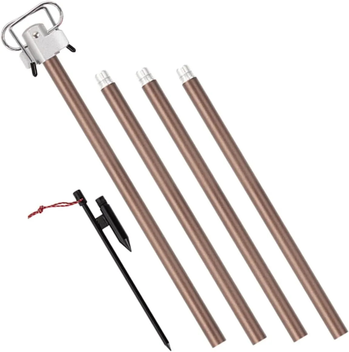 POPETPOP Sturdy Outdoor Light Bracket Double Hooks Camping Lantern Pole Aluminum Folding Lamp Rack