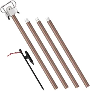 POPETPOP Sturdy Outdoor Light Bracket Double Hooks Camping Lantern Pole Aluminum Folding Lamp Rack