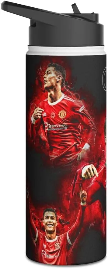 Popular Portugal Soccer/Futbol player #7 triple insulated water bottle (Classic 2, Red)