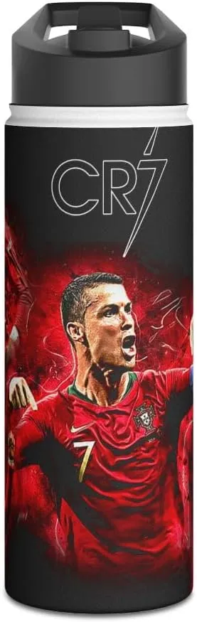 Popular Portugal Soccer/Futbol player #7 triple insulated water bottle (Classic 2, Red)