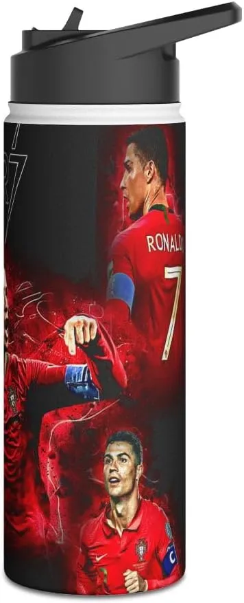 Popular Portugal Soccer/Futbol player #7 triple insulated water bottle (Classic 2, Red)
