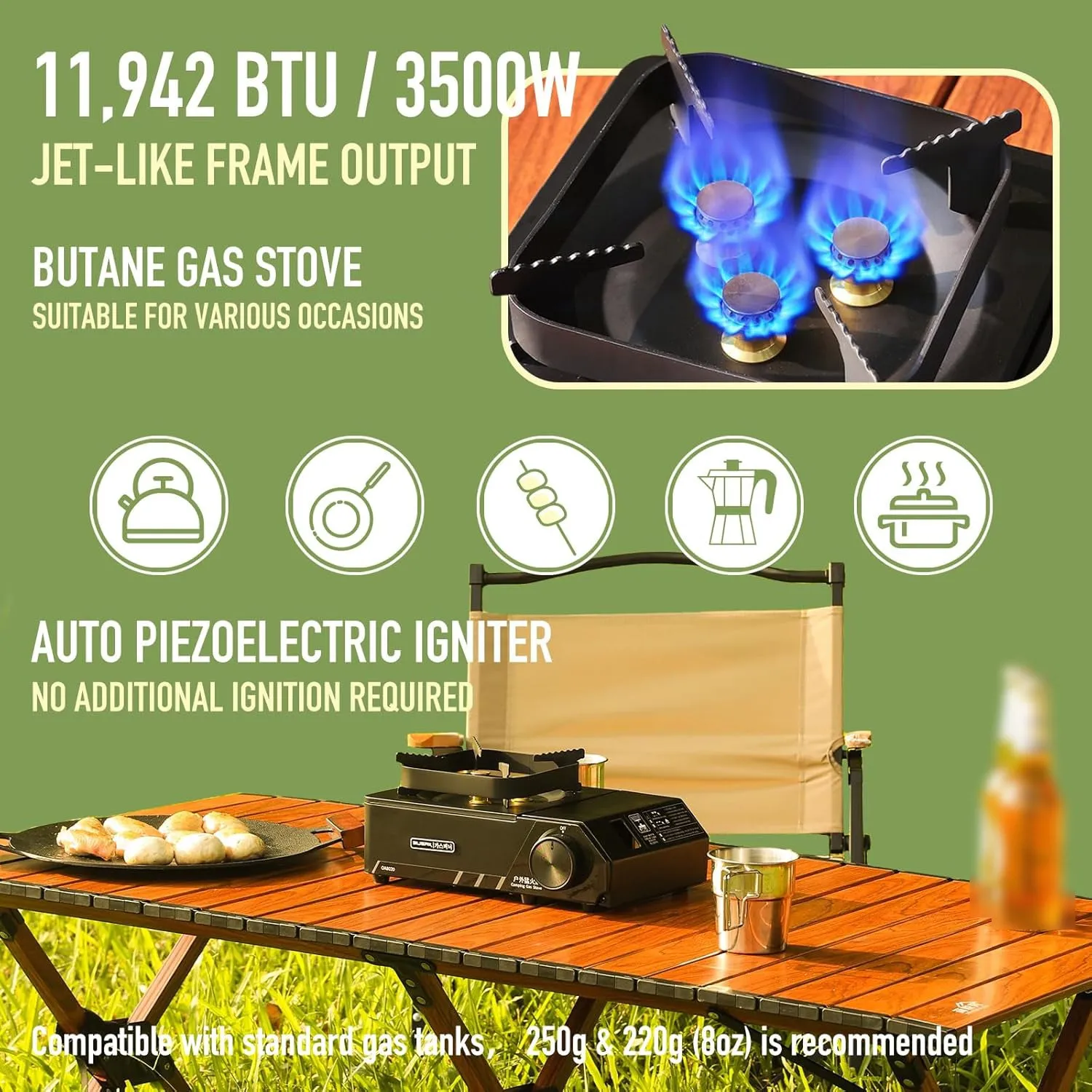 Portable 3 Burners Outdoor Camping Stove by Buerk