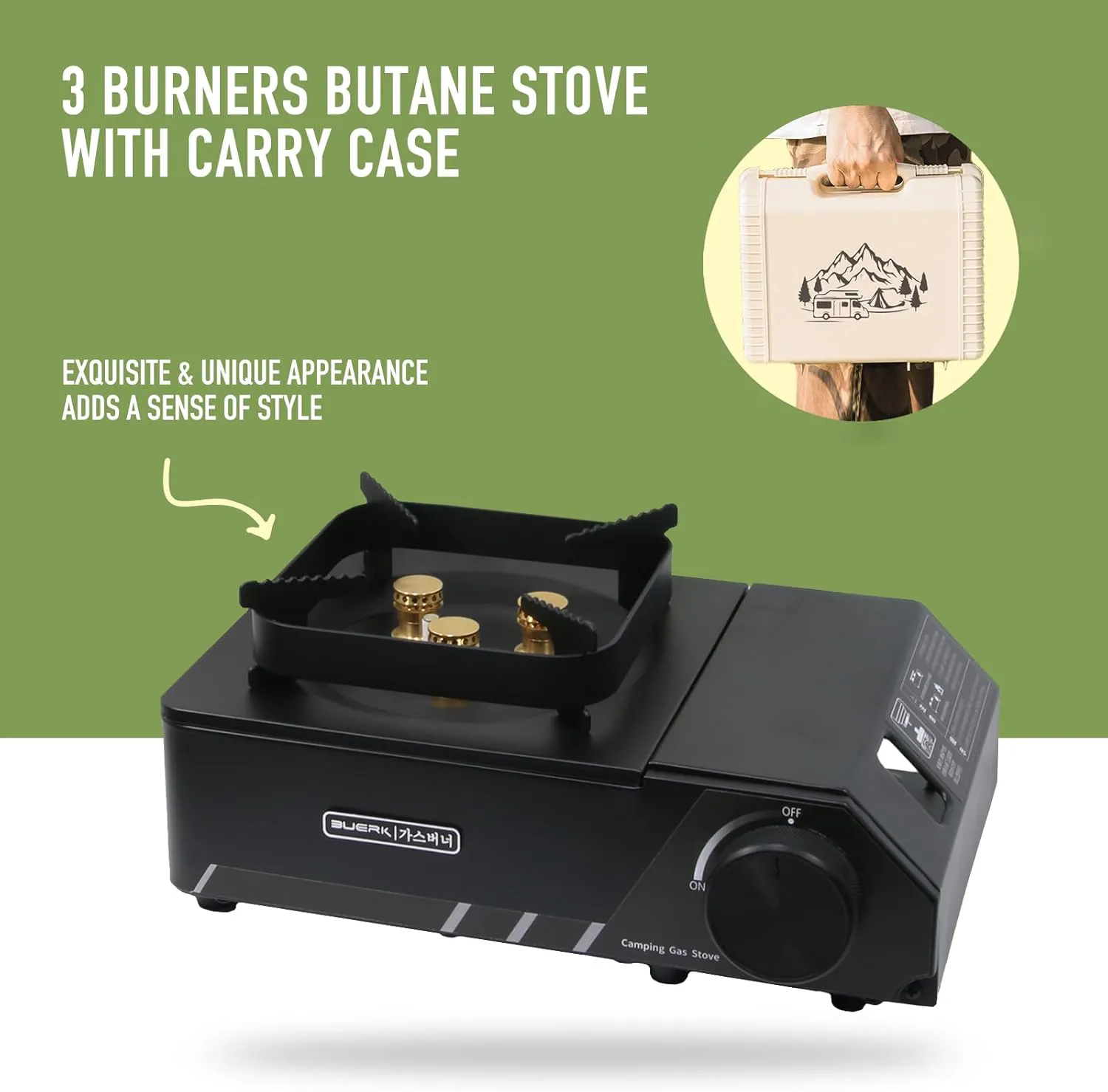 Portable 3 Burners Outdoor Camping Stove by Buerk