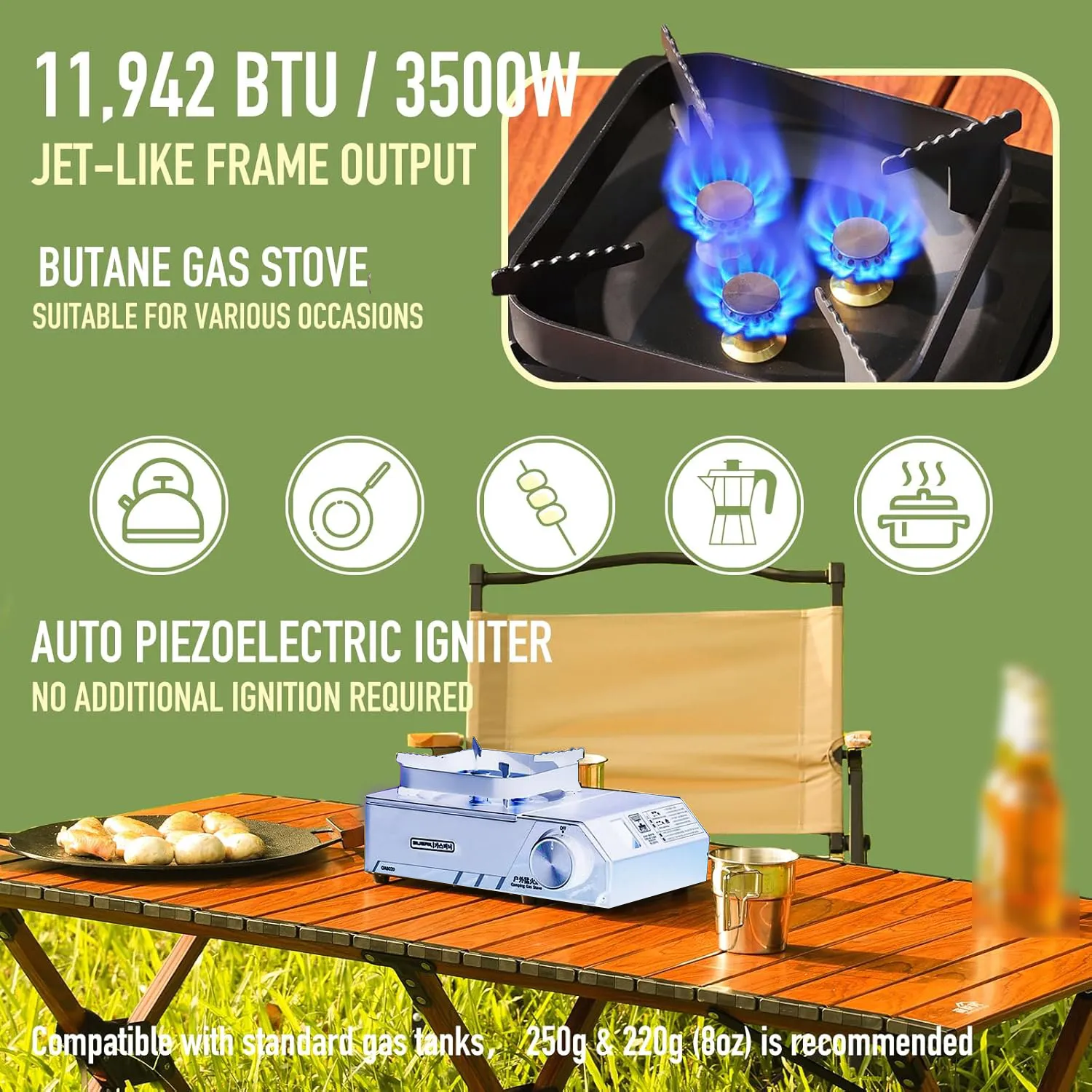 Portable 3 Burners Outdoor Camping Stove by Buerk