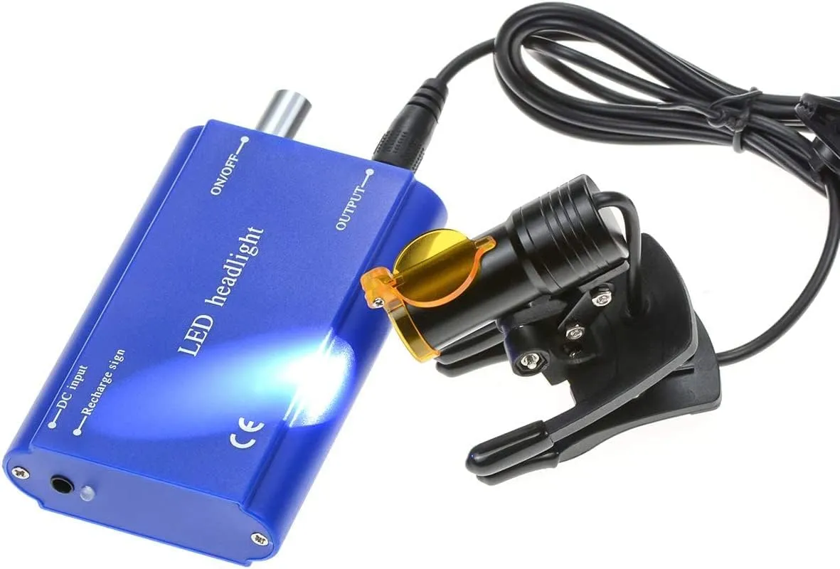 Portable 5W LED Headlight with Optical Filter for Medical Binocular Loupes Plastic Clip (Blue)