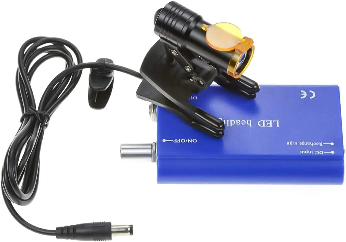 Portable 5W LED Headlight with Optical Filter for Medical Binocular Loupes Plastic Clip (Blue)