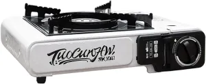 Portable Butane Camping Stove, 3300W Output, Wind-Guard Portable Stove Burner for Emergency, Tailgating, Hiking, Camping Essentials (White)