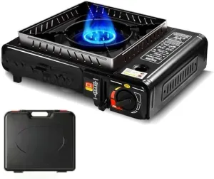 Portable butane camping stove, camping stove outdoor cooking, 2900W , windproof portable stove burner with portable suitcase, suitable for emergency situations, road trips, hiking, camping essentials