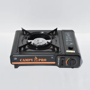 Portable Butane Gas Stove with Automatic Ignition and Carrying Case – Compact Camping Stove for Hiking, Outdoor Cooking, and Emergency Use (MAT BLACK)