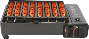 Portable Butane Grill Stove for Camping, Outdoor BBQ Gas Stove with Sausage Grill Plate, Flame Control, Carrying Case & Canister Lock – Freestanding Tabletop Grills for Travel & Outdoor Cooking