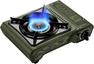 Portable Butane Stove Portable Gas Stove, Windproof Camping Stove, Piezo Electric Ignition, Outdoor Portable Butane Stove Burner for Outdoor Cooking, Backpacking, Hiking Trip, Home Emergency ( Gray :