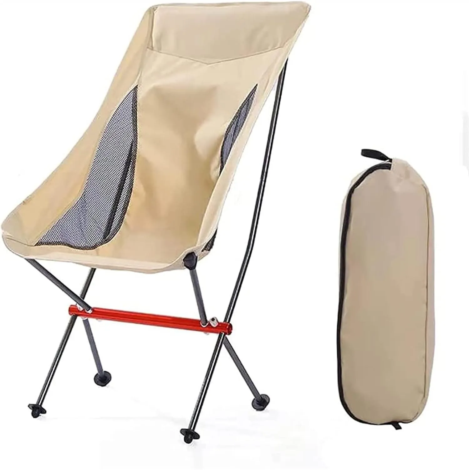 Portable Camping Chairs, Ultralight Folding Compact Chair Medium Heavy Duty 300lb with Carry Bag for Outdoor Hiking Picnic Beach