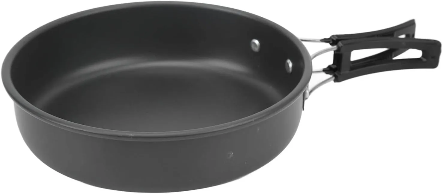 Portable Camping Cookware Mess Kit, Lightweight Aluminum Oxide Pots Pans Set, Foldable Cutlery, Easy Carry for Backpacking Hiking