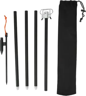 Portable Camping Folding Lamp Pole, Lightweight Collapsible Aluminum Double Hooks Ground Spike Lantern Stand for Outdoor Camping