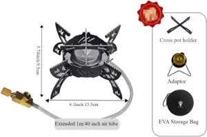 Portable Camping Gas Burner 3800W Flame Windproof Electric Ceramic Ignitor Foldable Backpack Stove for Outdoor Cooking, Hiking, Picnic, Camping, Hiking