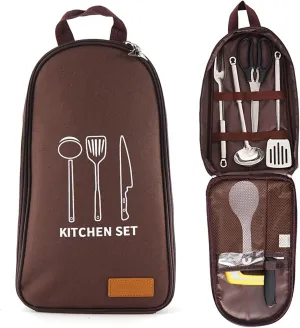 Portable Camping Kitchen SIL Set, Grilling and Camping Cooking SILS Set, BBQ Tools Set, Grill Accessories, Suitable for Outdoor, Camping, Backyard ，