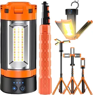 Portable Camping Light with Stand – 10000mAh Rechargeable Camping Light Telescopic Lantern LED Torch, Magnetic Collapsible Camping Lantern, Cordless Dimmable Camping Tent Lamp for Outdoor Emergency
