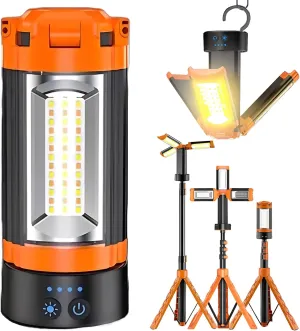 Portable Camping Light with Stand – 10000mAh Rechargeable Camping Light Telescopic LED Lantern, Magnetic & Collapsible Camping Lantern, Waterproof 5 Lighting Modes for Indoor Outdoor Camping, Hiking