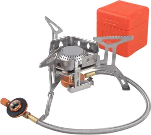 Portable Camping Stove, 3500W Foldable & Windproof Mini Camping Stove, Outdoor Accessories for Picnics, Backpacking, Hiking, Propane, Portable