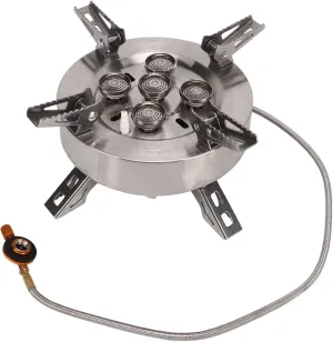 Portable Camping Stove Stainless Steel 5 Heads 12800W High Power Gas Cooking Stove for Outdoor Picnic
