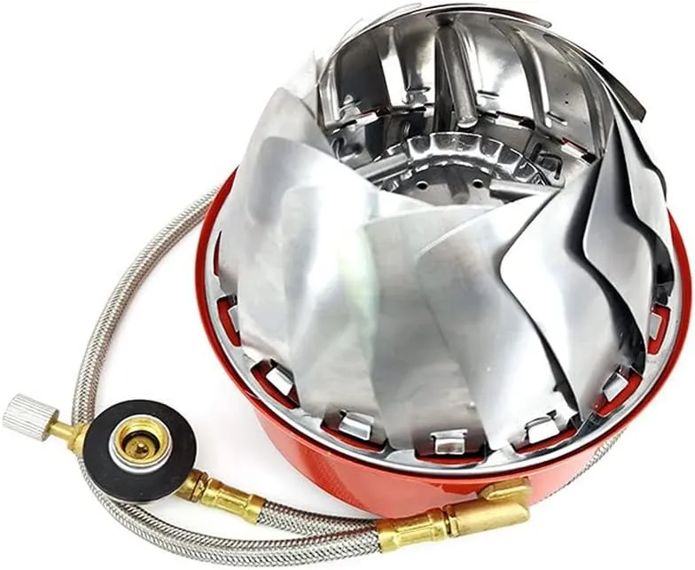 Portable Camping Stove Windproof with Piezo Ignition 2800W Lotus Gas Stove for Outdoor Cooking Gas Burner Cookware for Camping Hiking Picnic