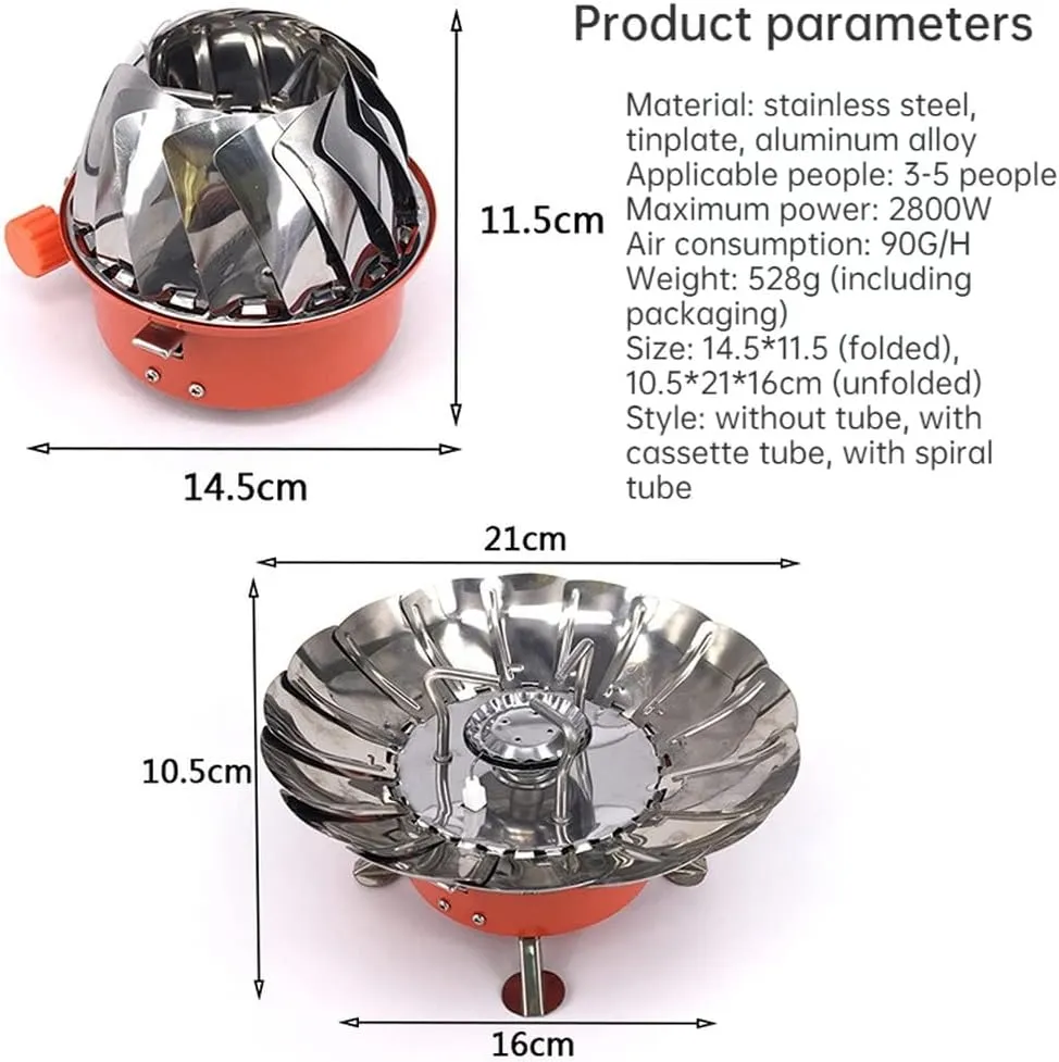 Portable Camping Stove Windproof with Piezo Ignition 2800W Lotus Gas Stove for Outdoor Cooking Gas Burner Cookware for Camping Hiking Picnic