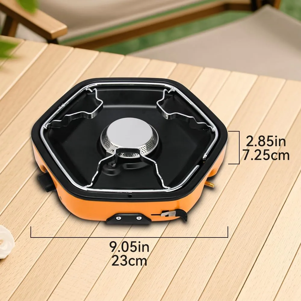 Portable Camping Stove with 8500 BTU Adjustable Burners Piezo Ignition Single Bunner Propane Gas Stove for Camping BBQ Outdoor (Yellow)