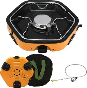 Portable Camping Stove with 8500 BTU Adjustable Burners Piezo Ignition Single Bunner Propane Gas Stove for Camping BBQ Outdoor (Yellow)