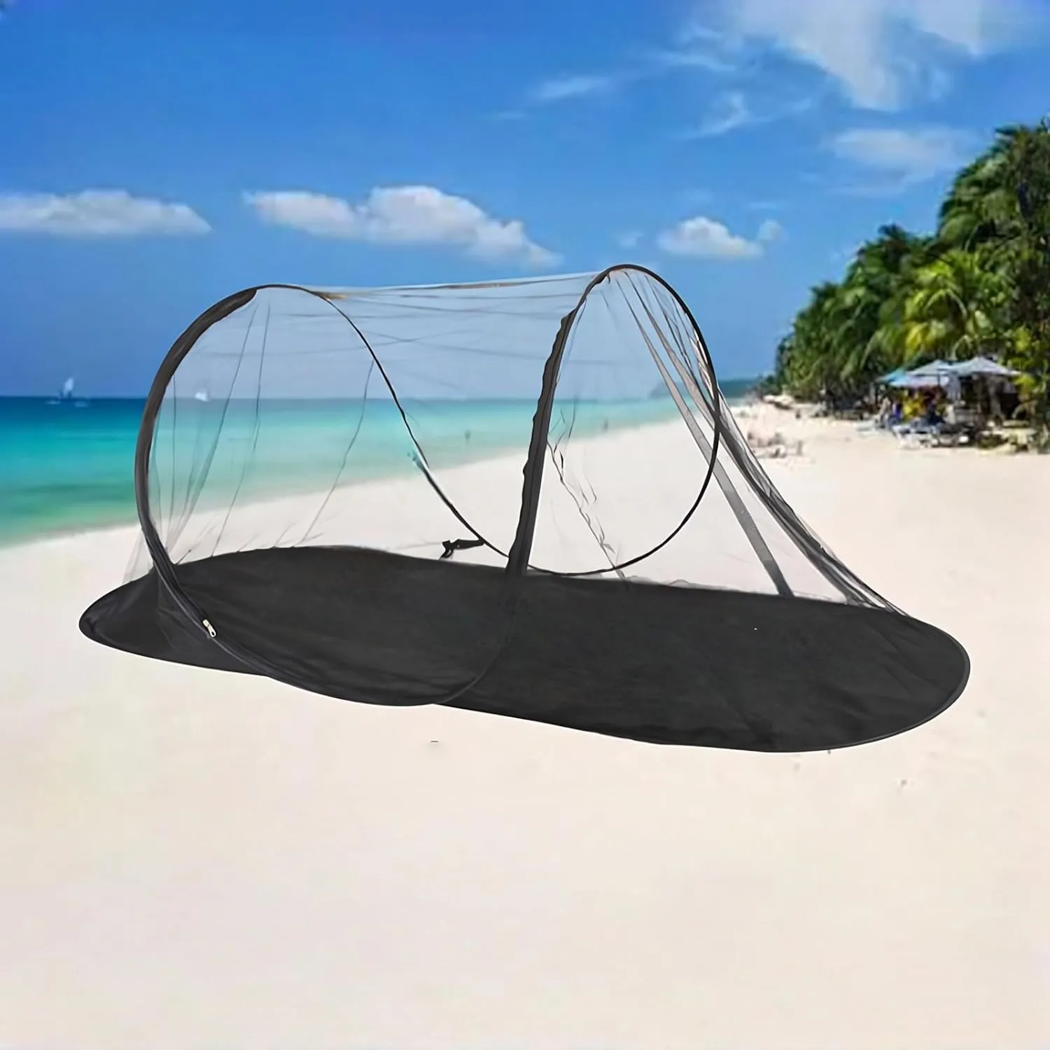 Portable Clear-Top Pop-Up Mosquito Tent with Black Base | Large 78"x28"x28" Dome for Camping & Outdoors | Instant Setup Bug Net​