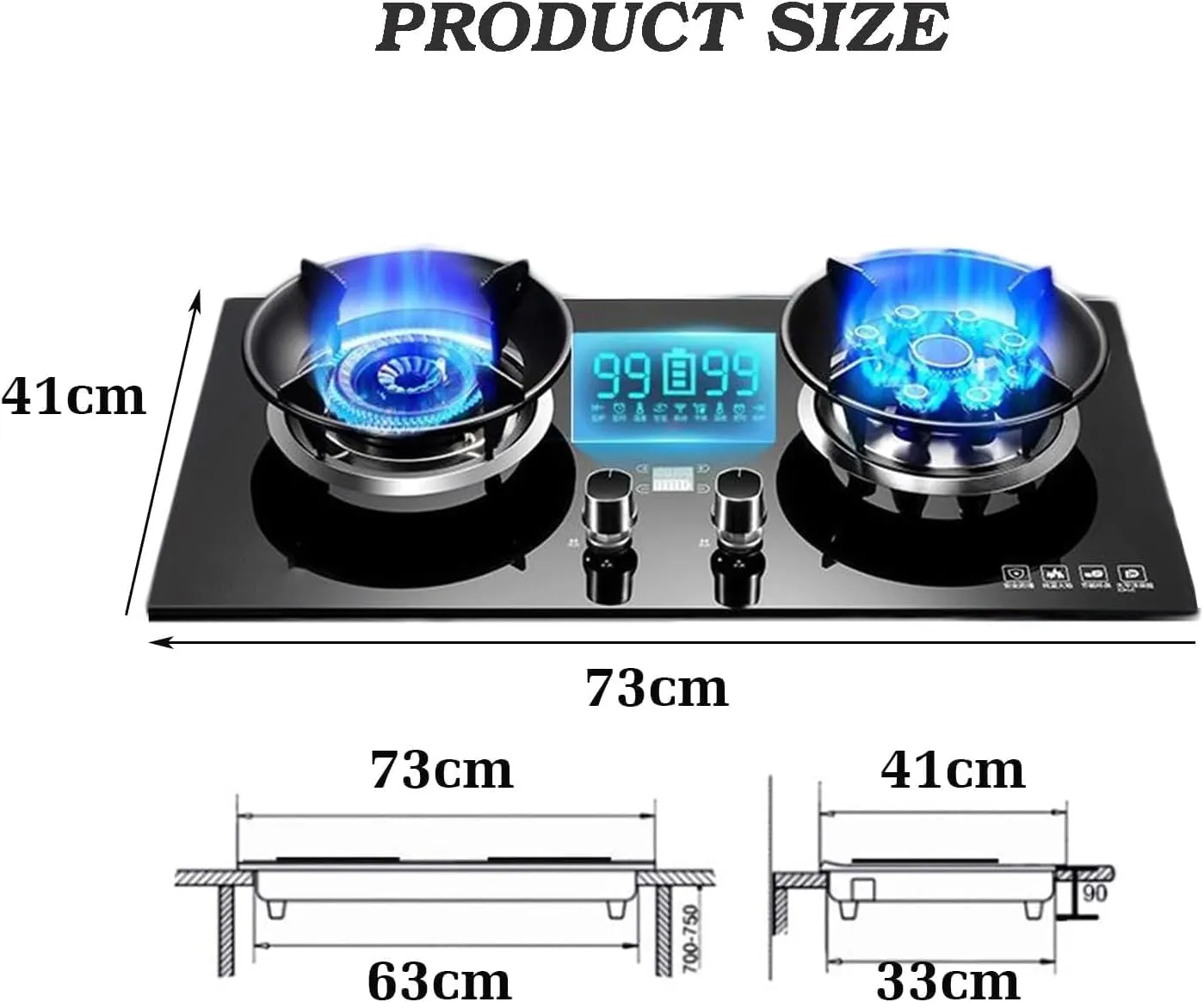 Portable Double Burner Outdoor Gas Stove Propane Cooker, 99 Minutes Timer(NG)