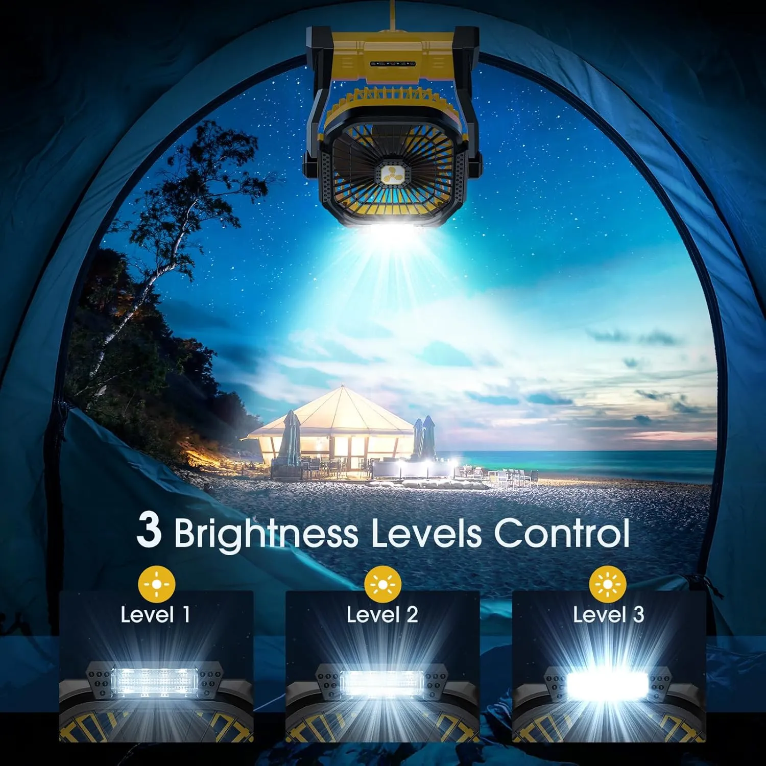Portable Fan Rechargeable, 20000mah Cordless Battery Powered Fan with LED Lantern, USB Battery Operated for Travel Bedroom Home Camping Tent Office Beach Desk Picnic Fishing Table