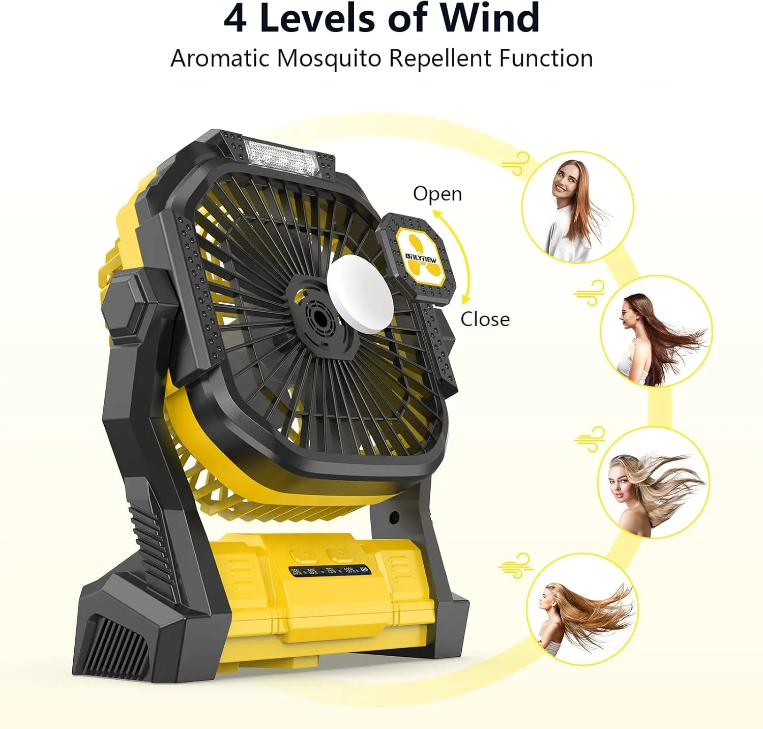 Portable Fan Rechargeable, 20000mah Cordless Battery Powered Fan with LED Lantern, USB Battery Operated for Travel Bedroom Home Camping Tent Office Beach Desk Picnic Fishing Table