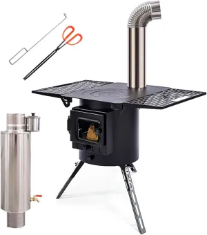 Portable Firewood Stove Camping Wood Stove, Foldable Tent Burning with Stainless Steel Chimney/a