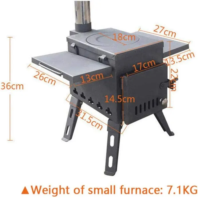 Portable Foldable Camping Stove Windproof Wood Burning Stove, Compact Tent Heating Stove with Pipes Outdoor Backpacking Stove Efficient Burning Heater Solidified Alcohol Stove
