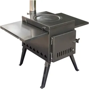 Portable Foldable Camping Stove Windproof Wood Burning Stove, Compact Tent Heating Stove with Pipes Outdoor Backpacking Stove Efficient Burning Heater Solidified Alcohol Stove