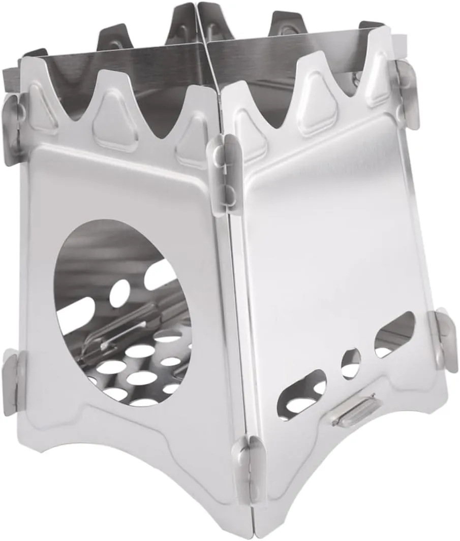 Portable Folding Stove Stainless Steel Outdoor BBQ Mini Camping Cookware Burning Camper Stove