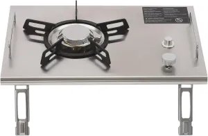 Portable Gas Stove Outdoor Camping Stove with Electronic Ignition and Folding Legs 13,648 BTUs of Power for Camping, Tailgating, BBQ Silver
