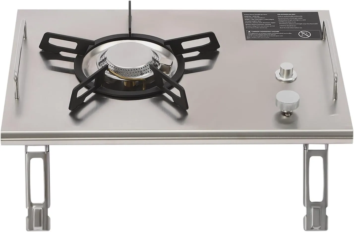 Portable Gas Stove Outdoor Camping Stove with Electronic Ignition and Folding Legs 13,648 BTUs of Power for Camping, Tailgating, BBQ Silver