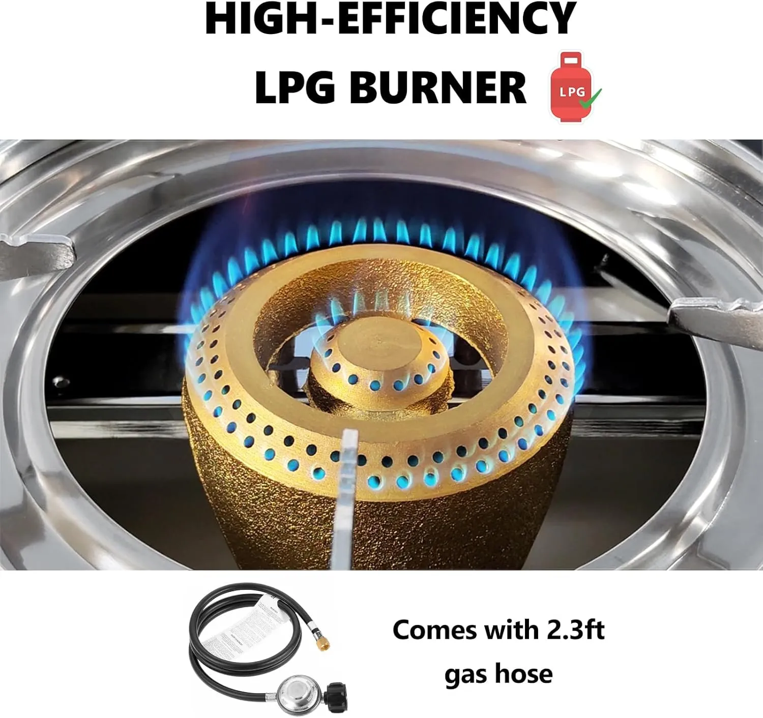 Portable Gas Stove Propane Burner, Camping Gas Stove 2 Burners for Backyard, Outdoor, Camping Cooking, 17000 BTU Gas Stove with CSA LPG Regulator Hose
