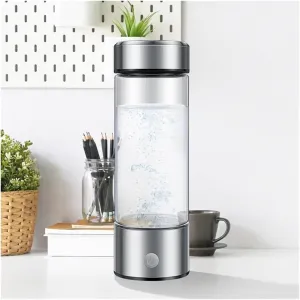 Portable Hydrogen Water Bottle - SPE/PEM Technology for Antioxidant-Rich Water, BPA-Free, 450ml Capacity(Metallic)